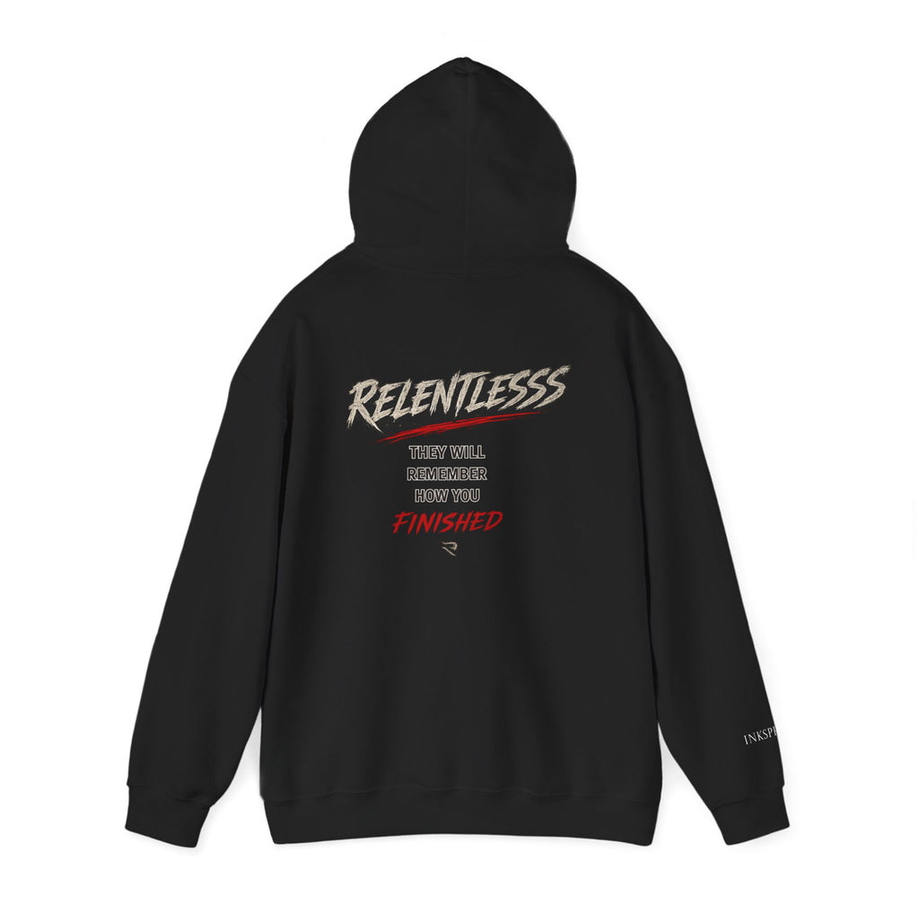 Relentless Hoodie — Motivational Graphic Pullover with "Relentlesss" Back Design