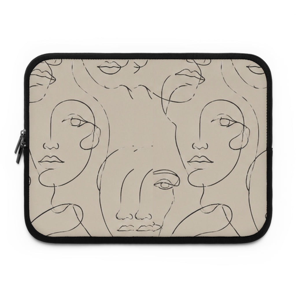 Abstract Line Art Faces Laptop Sleeve
