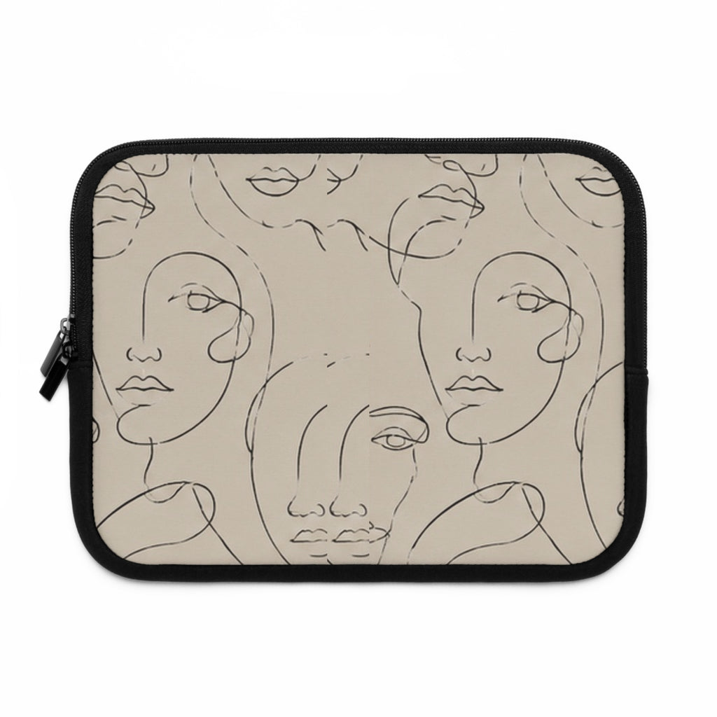 Abstract Line Art Faces Laptop Sleeve