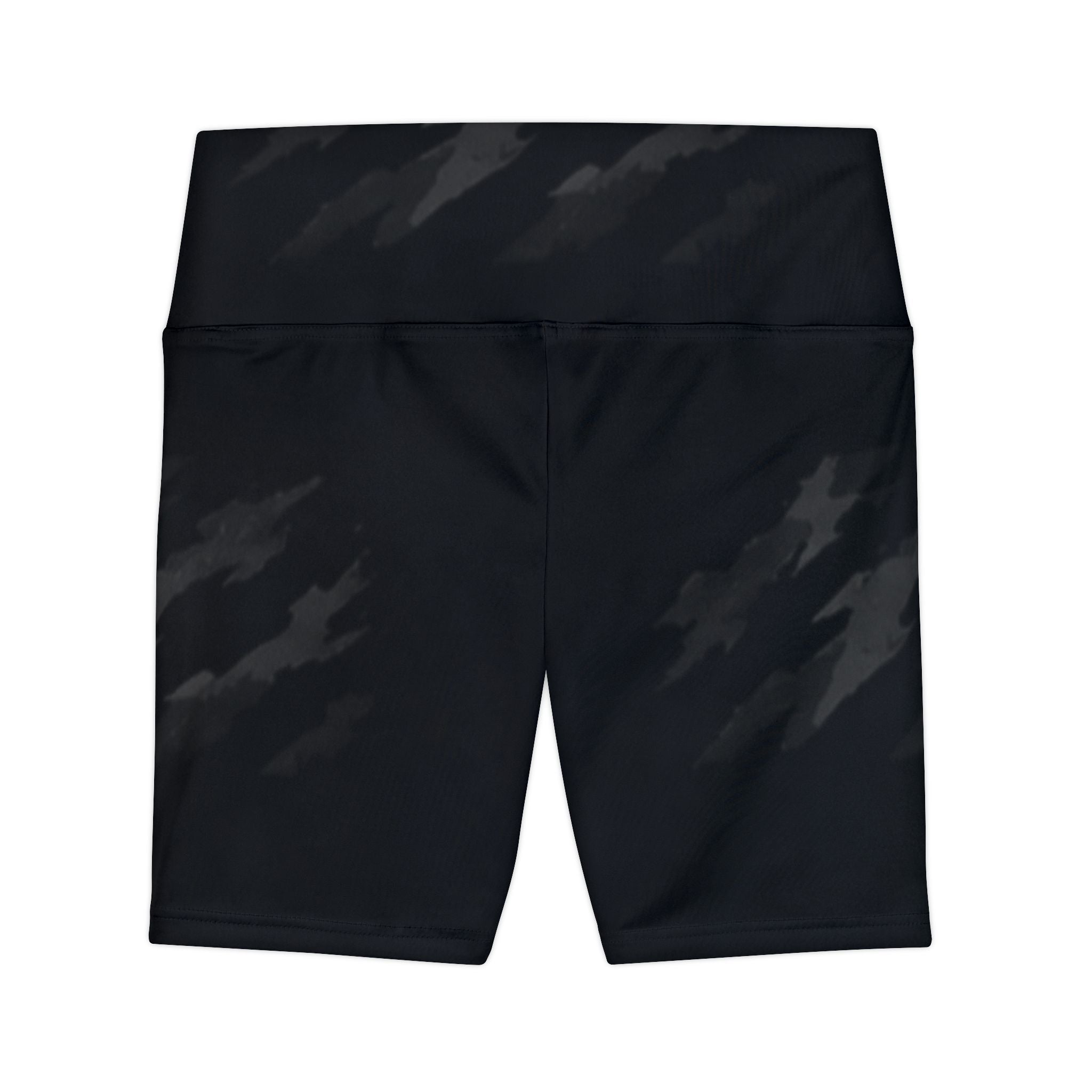 Apex Women's Performance Workout Shorts — Black Camouflage AOP