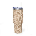 40oz Thermal Tumbler — Beige Floral Mandala Insulated Travel Cup