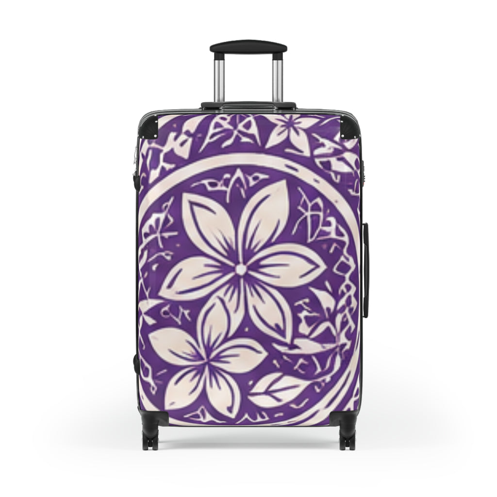 Purple Plumeria Suitcase — Tropical Plumeria Carry-On Luggage
