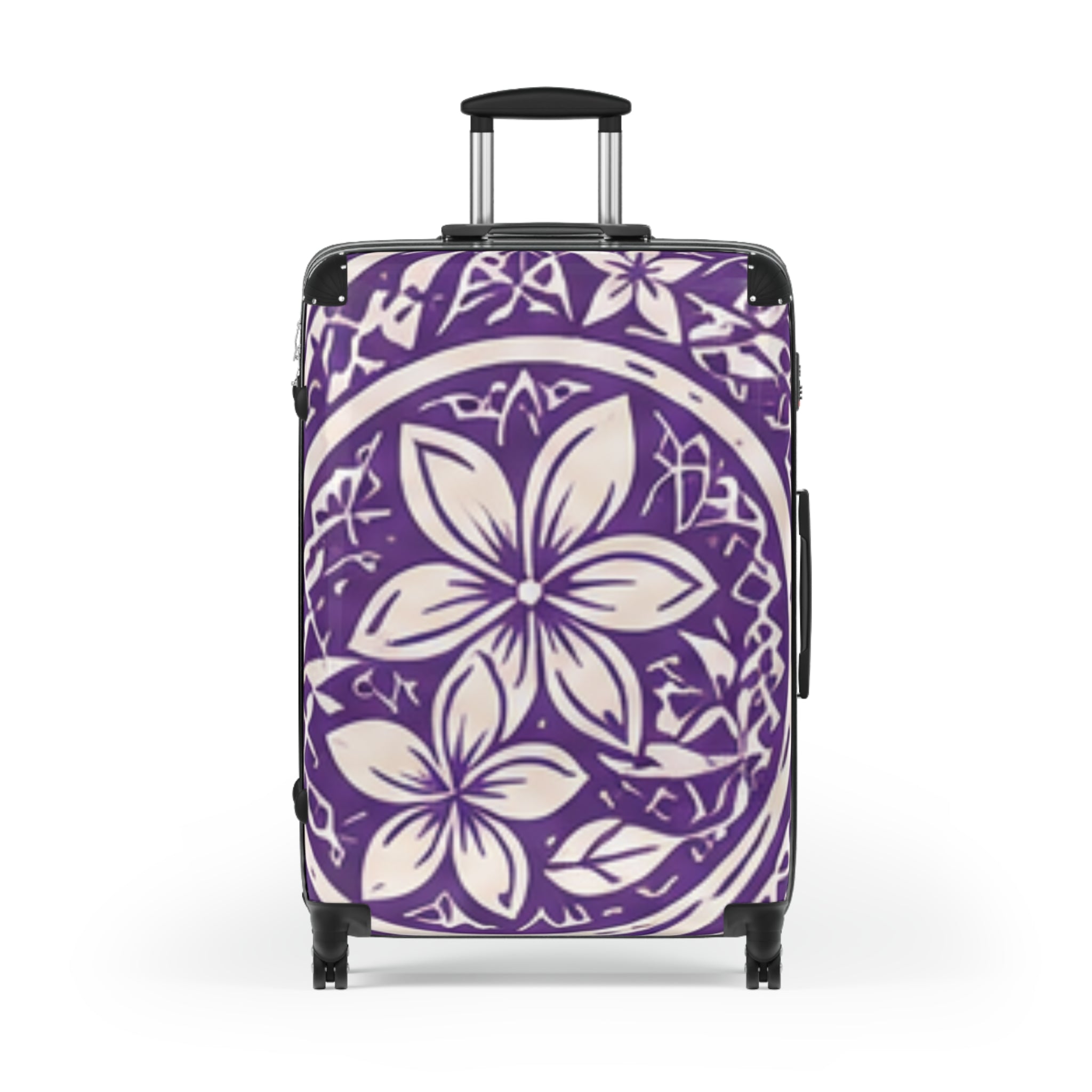 Purple Plumeria Suitcase — Tropical Plumeria Carry-On Luggage