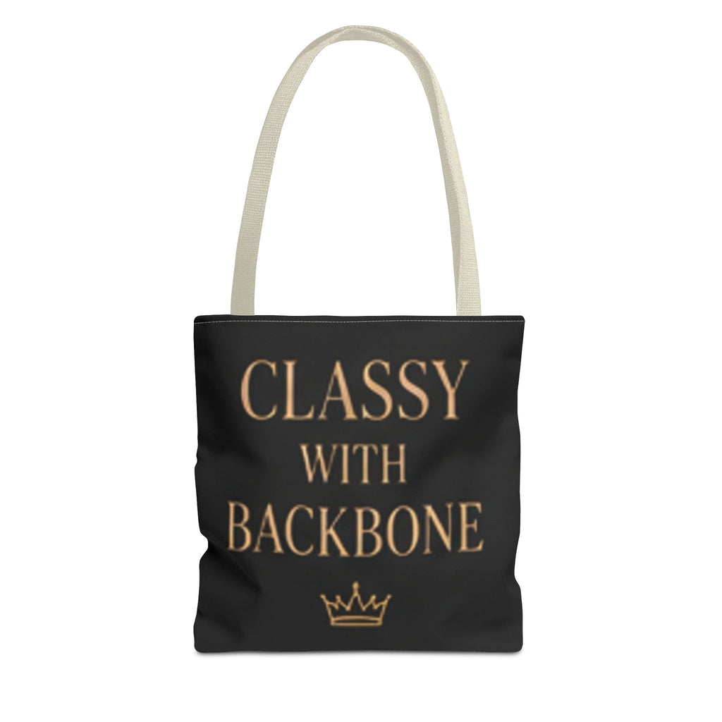 Classy With Backbone Tote Bag — Empowering Black & Gold Statement Tote