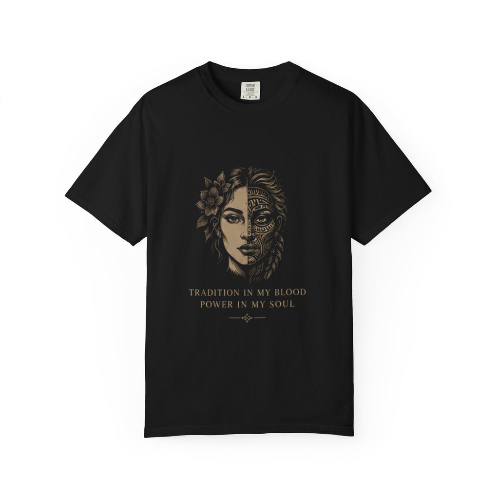 T-Shirt — "Tradition in My Blood, Power in My Soul" Vintage Goddess Graphic Tee