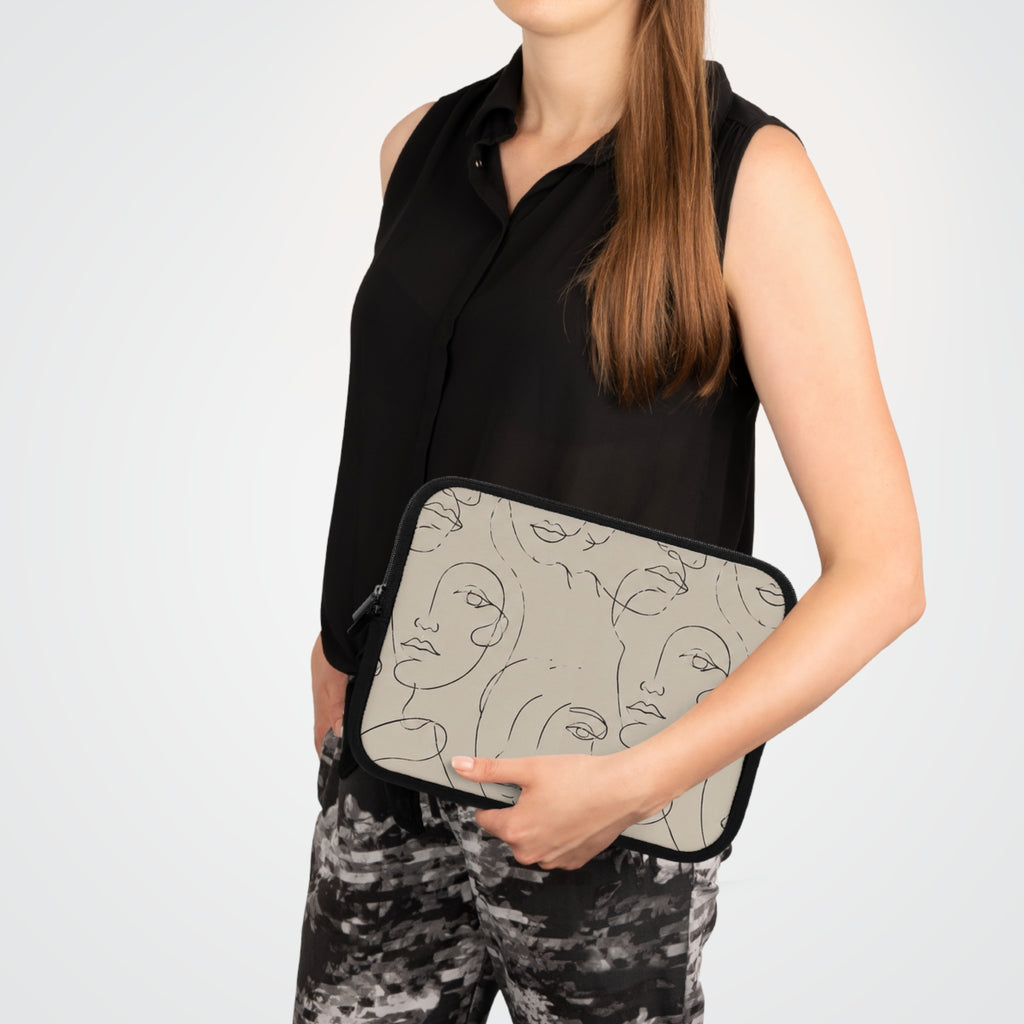 Abstract Line Art Faces Laptop Sleeve