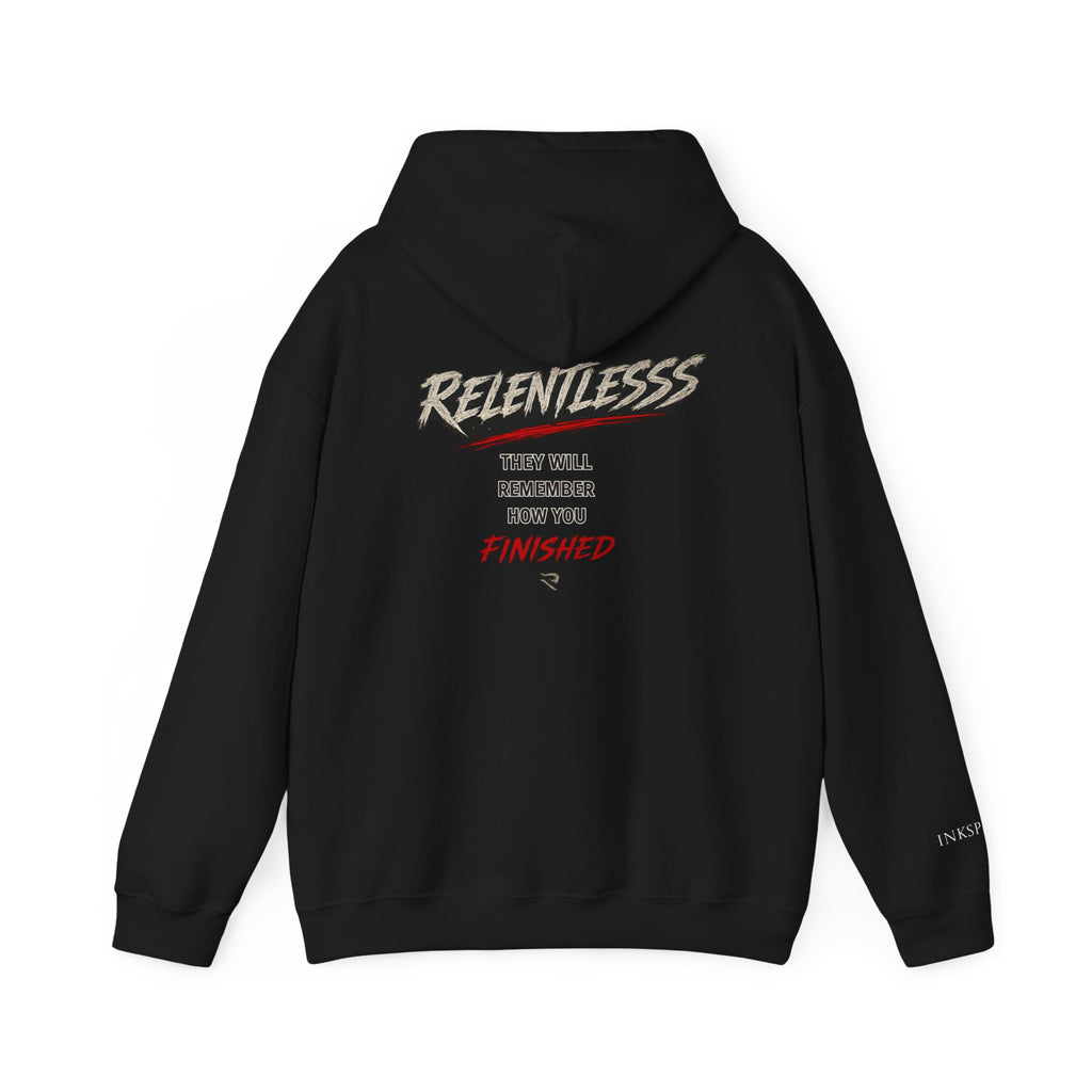 Relentless Hoodie — Motivational Graphic Pullover with "Relentlesss" Back Design
