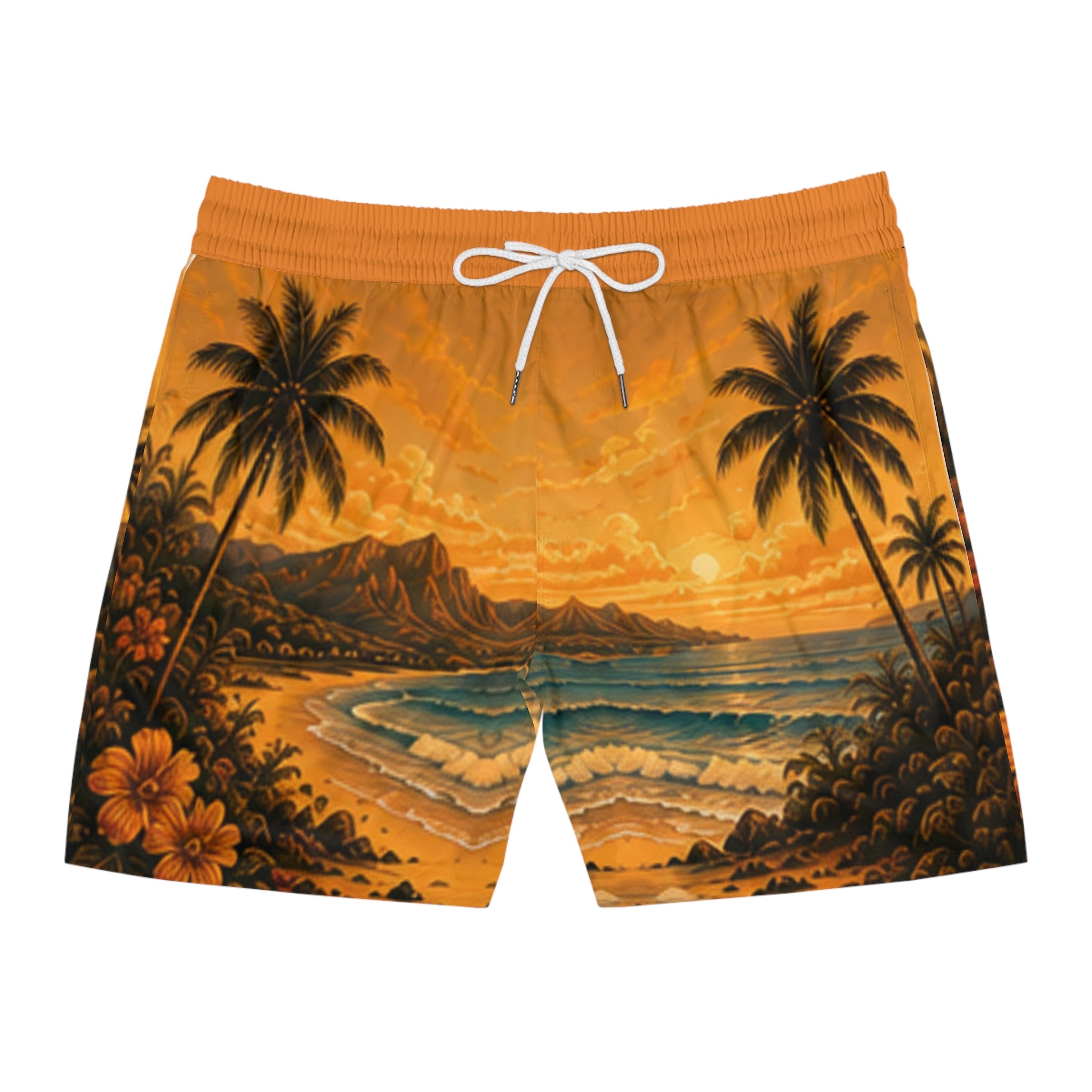 Men's Tropical Sunset Swim Shorts — Hawaiian Palm Beach Boardshorts