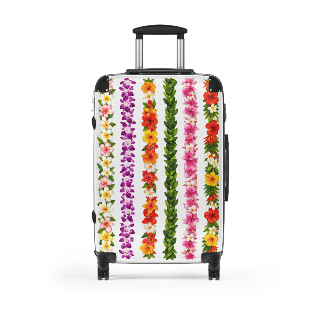 Hawaiian Lei Stripe Suitcase — Floral Travel Carry-On