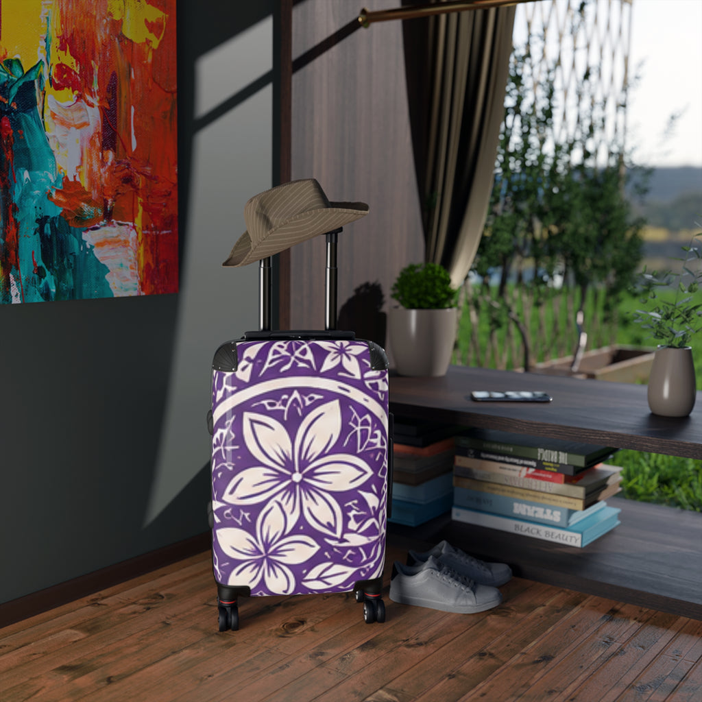 Purple Plumeria Suitcase — Tropical Plumeria Carry-On Luggage