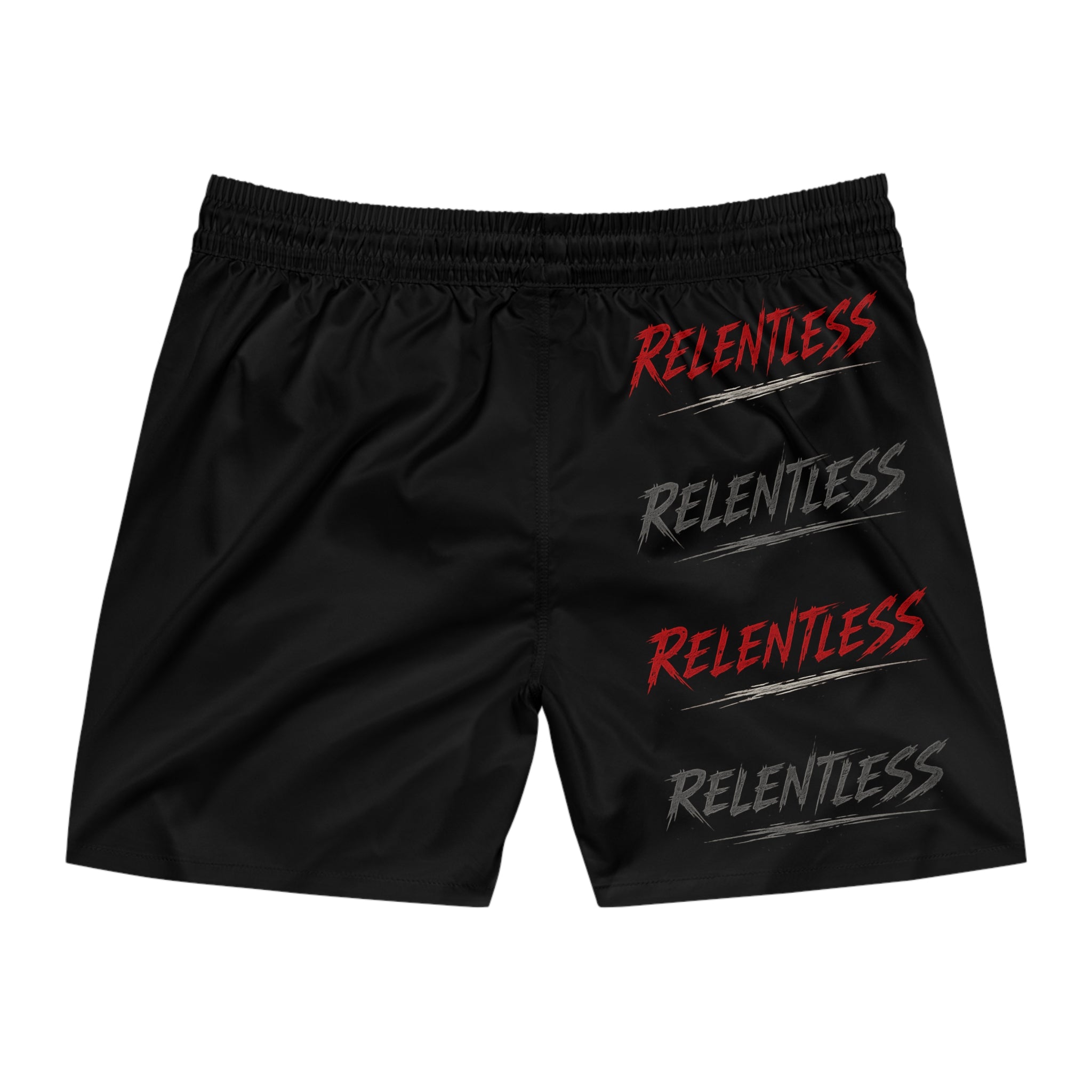 Relentless Swim Shorts — Men's Mid-Length Black Athletic Swim Trunks
