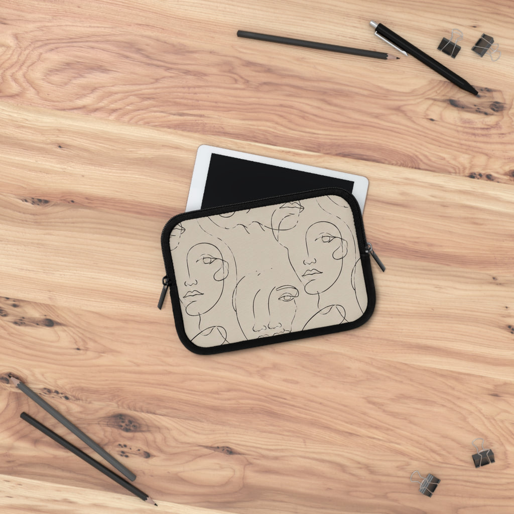 Abstract Line Art Faces Laptop Sleeve