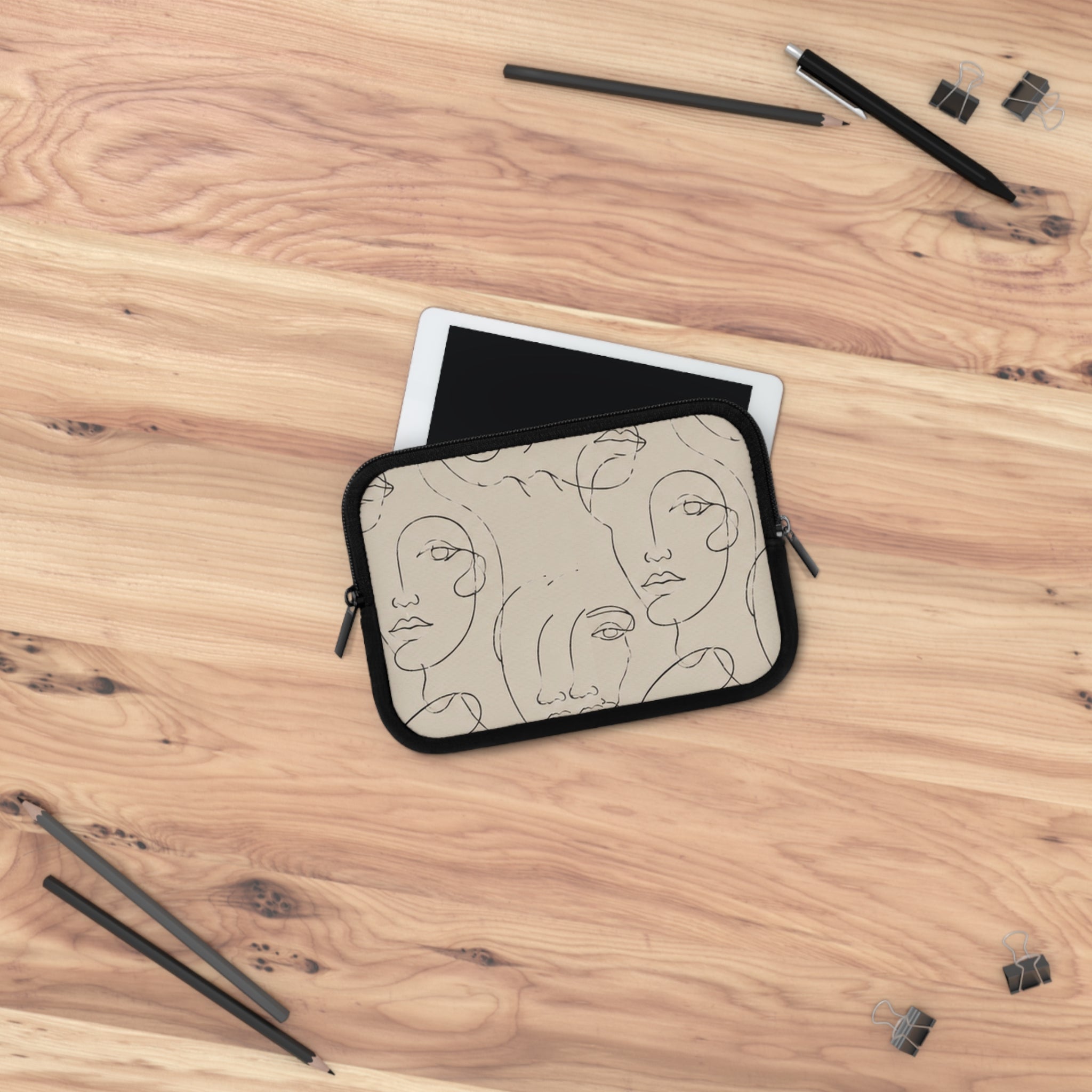 Abstract Line Art Faces Laptop Sleeve