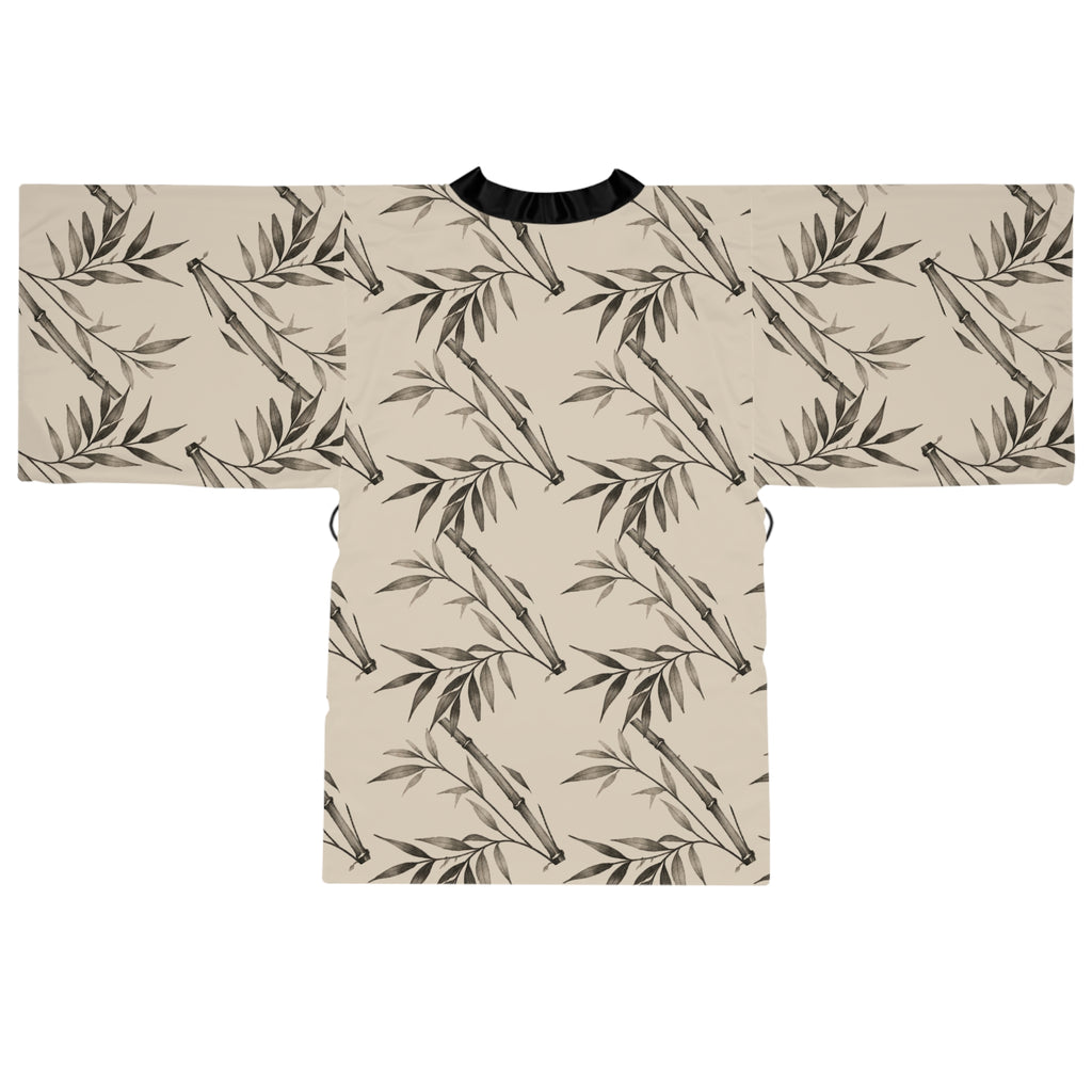 Beige Ink Bamboo Kimono Robe