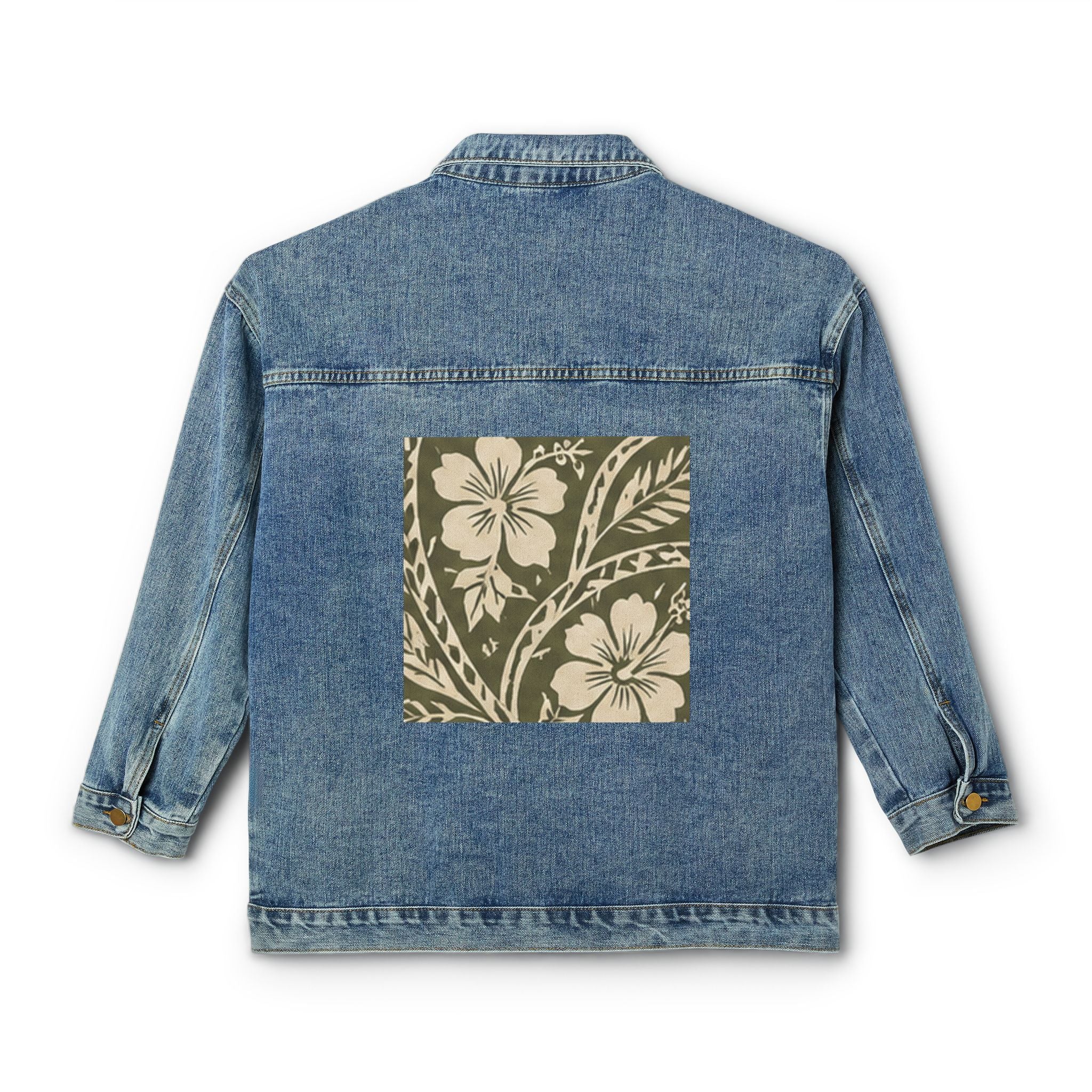 Women's Denim Jacket — Hibiscus Aloha Spirit Embroidered