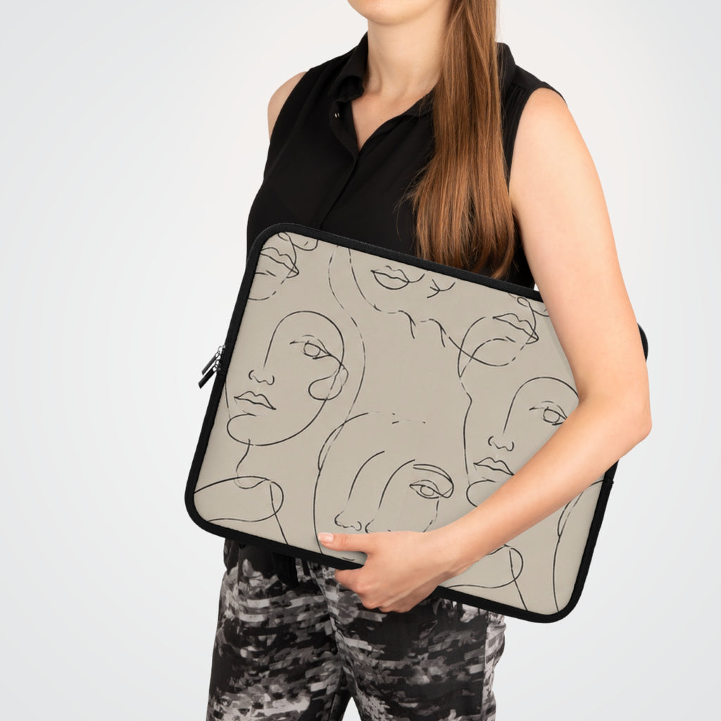Abstract Line Art Faces Laptop Sleeve