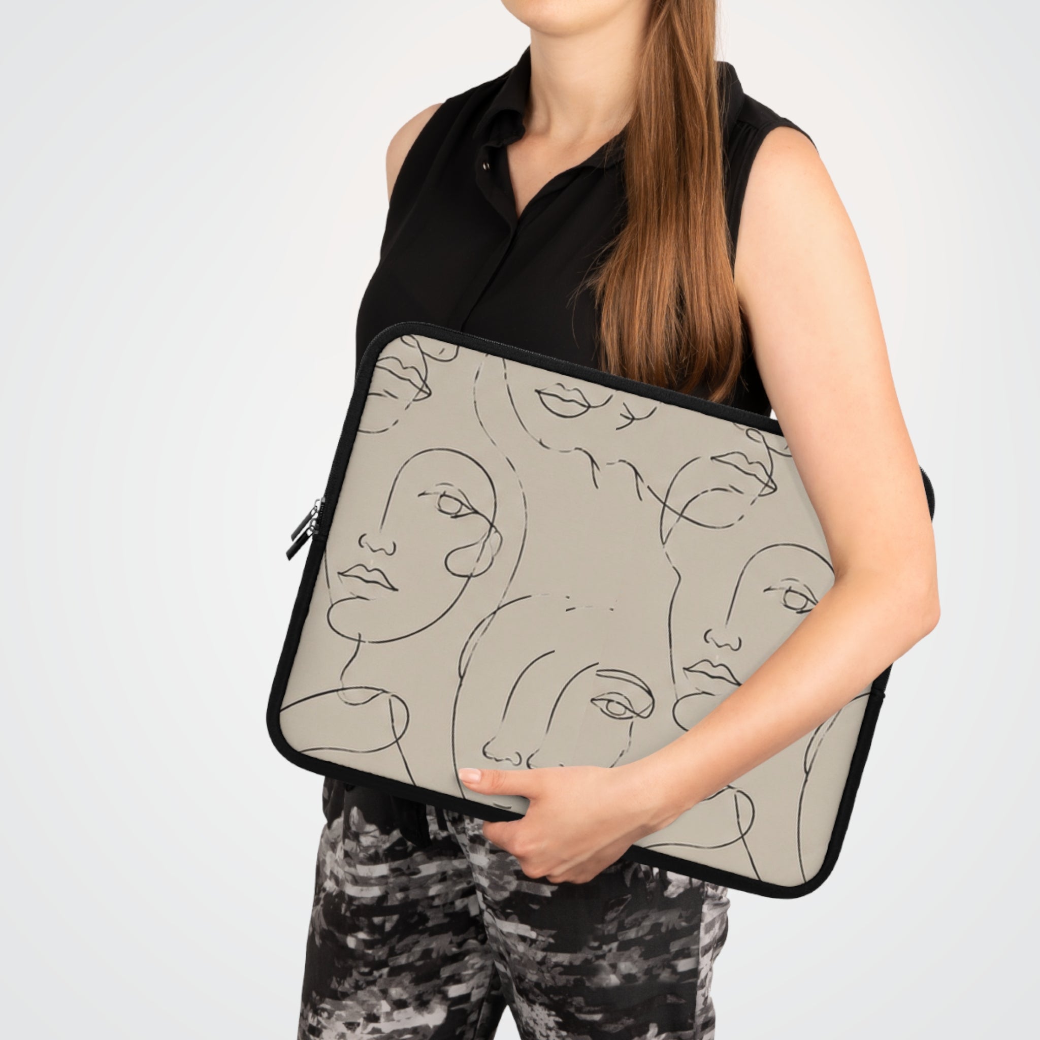 Abstract Line Art Faces Laptop Sleeve