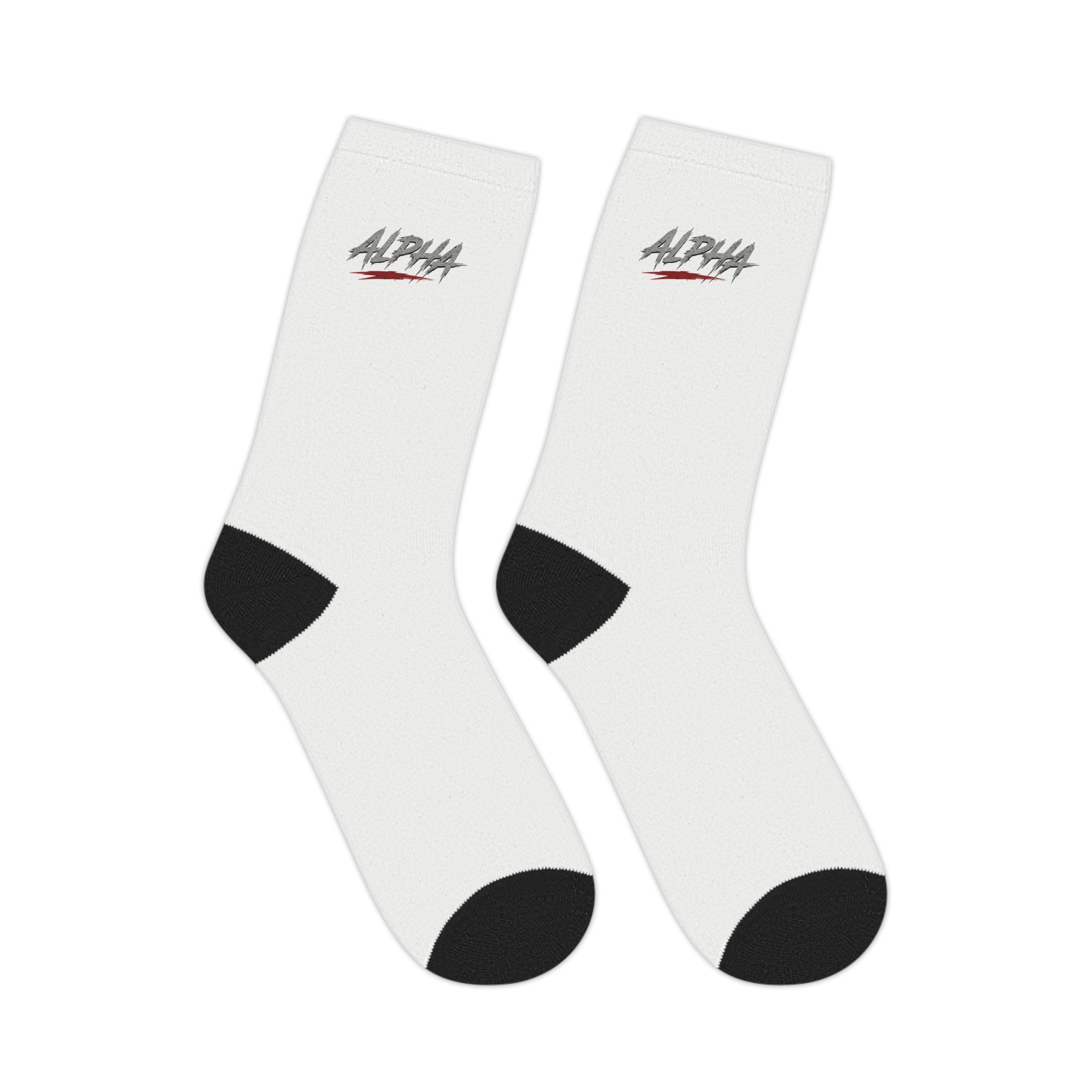 White Mid-Calf Socks with Small 'Nina' Script Accent — Casual Everyday Crew Socks