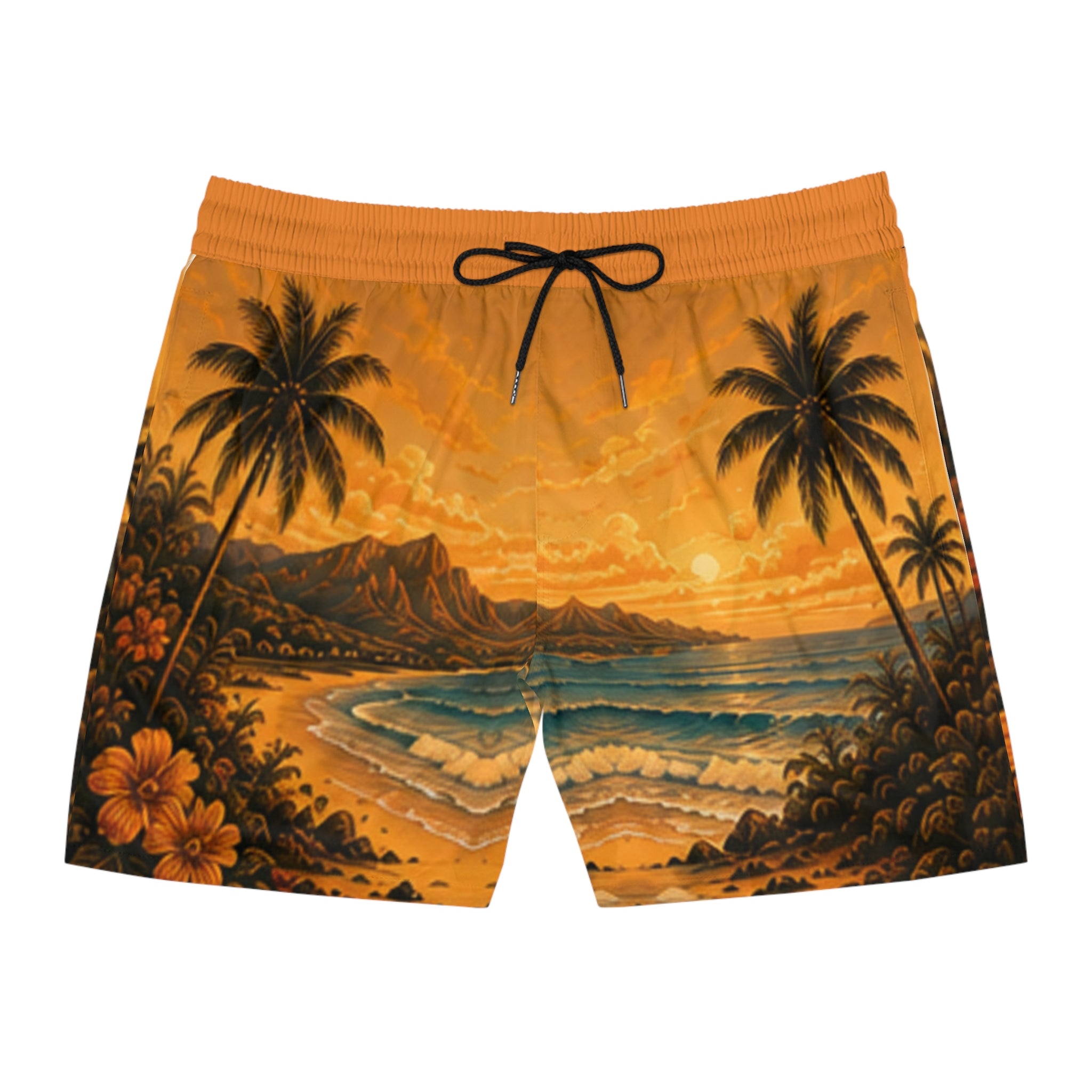 Men's Tropical Sunset Swim Shorts — Hawaiian Palm Beach Boardshorts