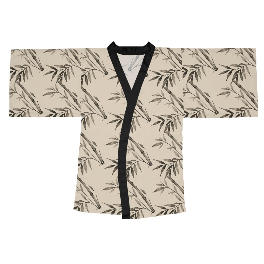 Beige Ink Bamboo Kimono Robe