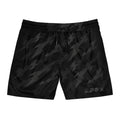 Men's Black Camo Swim Shorts — Mid-Length Quick-Dry Beach Trunks
