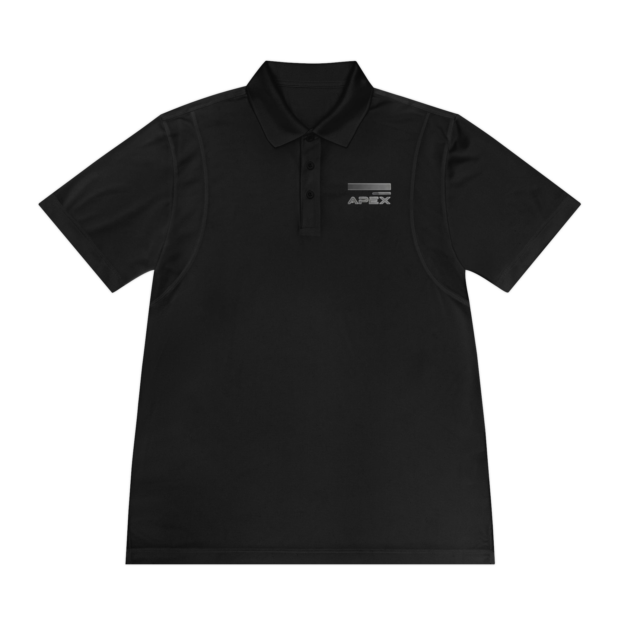 Men's Black Sport Polo Shirt with Subtle 'APEX' Logo – Performance Golf & Workwear
