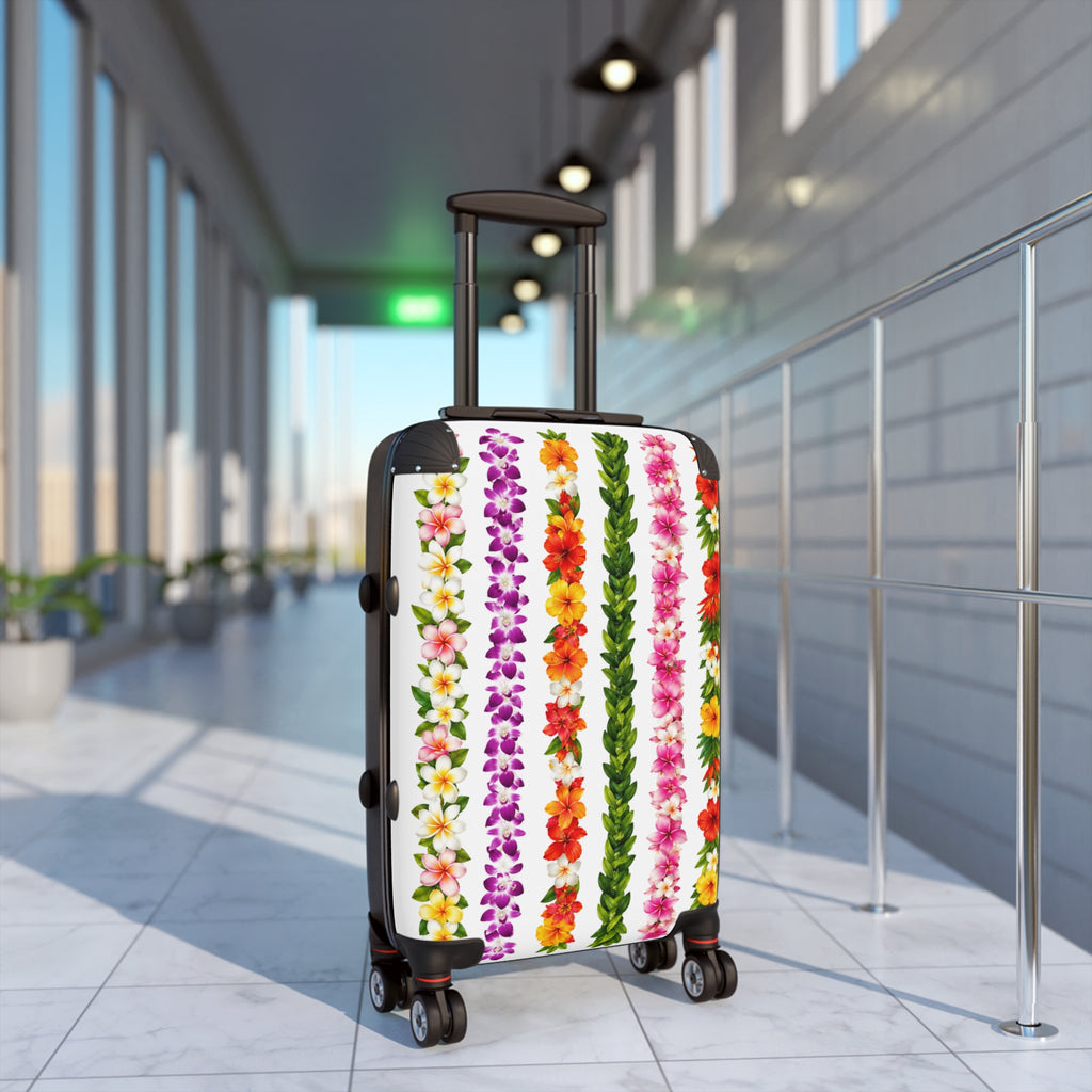 Hawaiian Lei Stripe Suitcase — Floral Travel Carry-On