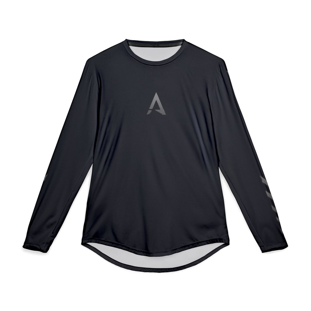 Men's UV Long Sleeve Performance Shirt — Reflective 'A' Logo, Sleeve Accents