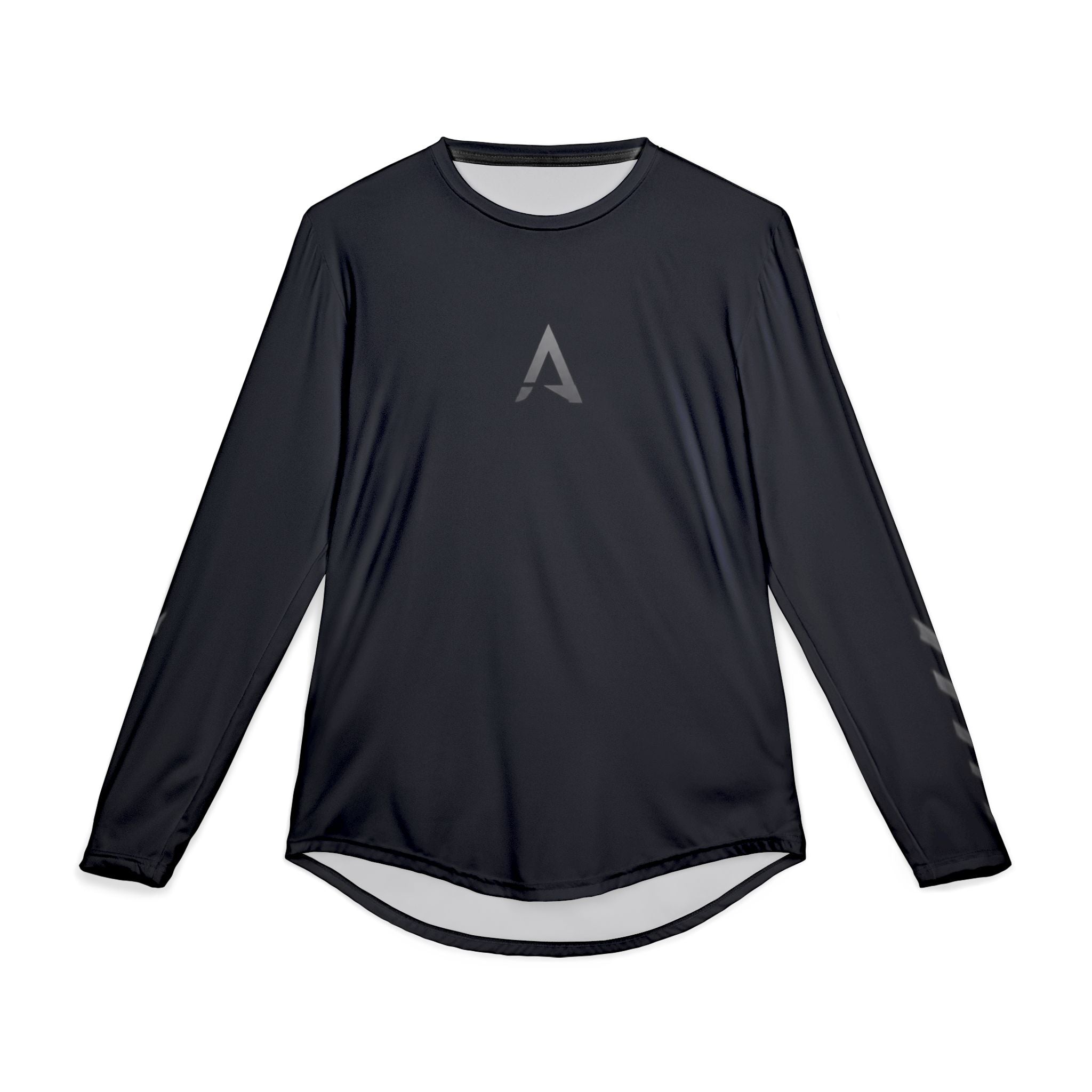 Men's UV Long Sleeve Performance Shirt — Reflective 'A' Logo, Sleeve Accents