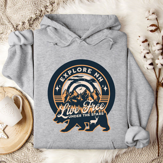 Explore NH "Live Free Under the Stars" Hooded Sweatshirt