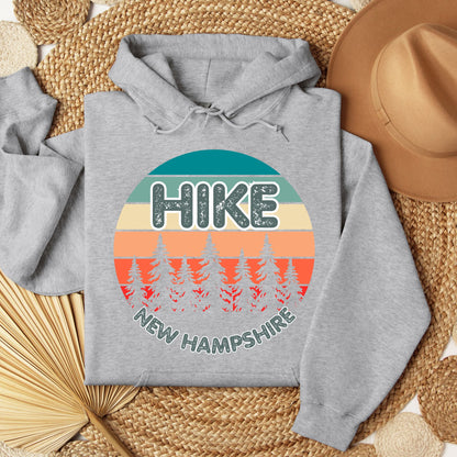 Hike New Hampshire Retro Sunset Hooded Sweatshirt