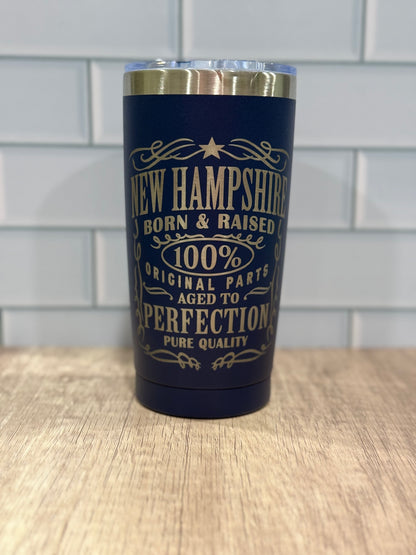 New Hampshire Born & Raised Engraved 20oz Tumbler