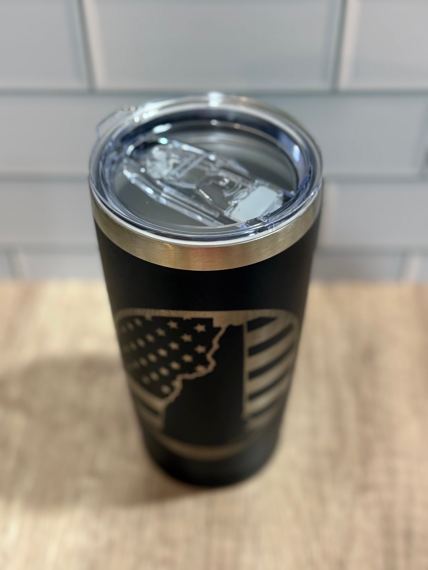 American Flag New Hampshire Outline Engraved 20oz Insulated Tumbler