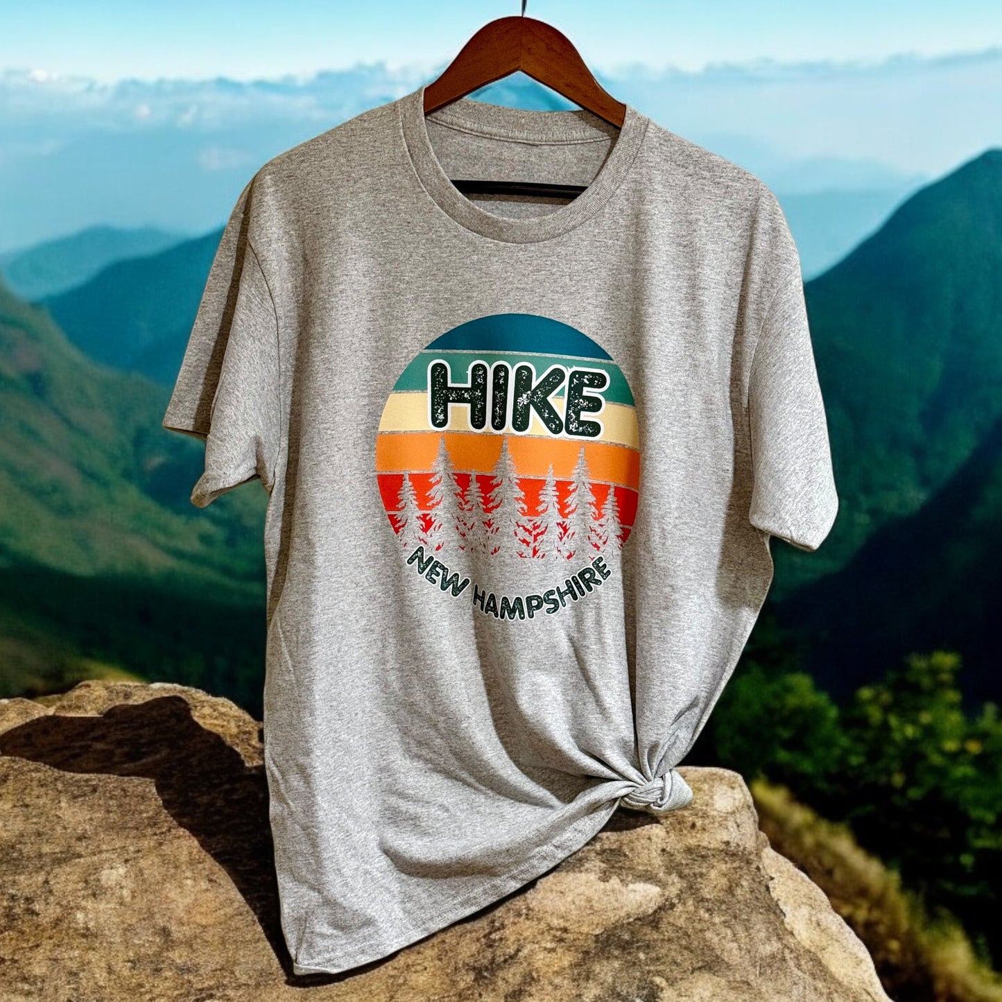 Hike New Hampshire Retro Sunset T-Shirt