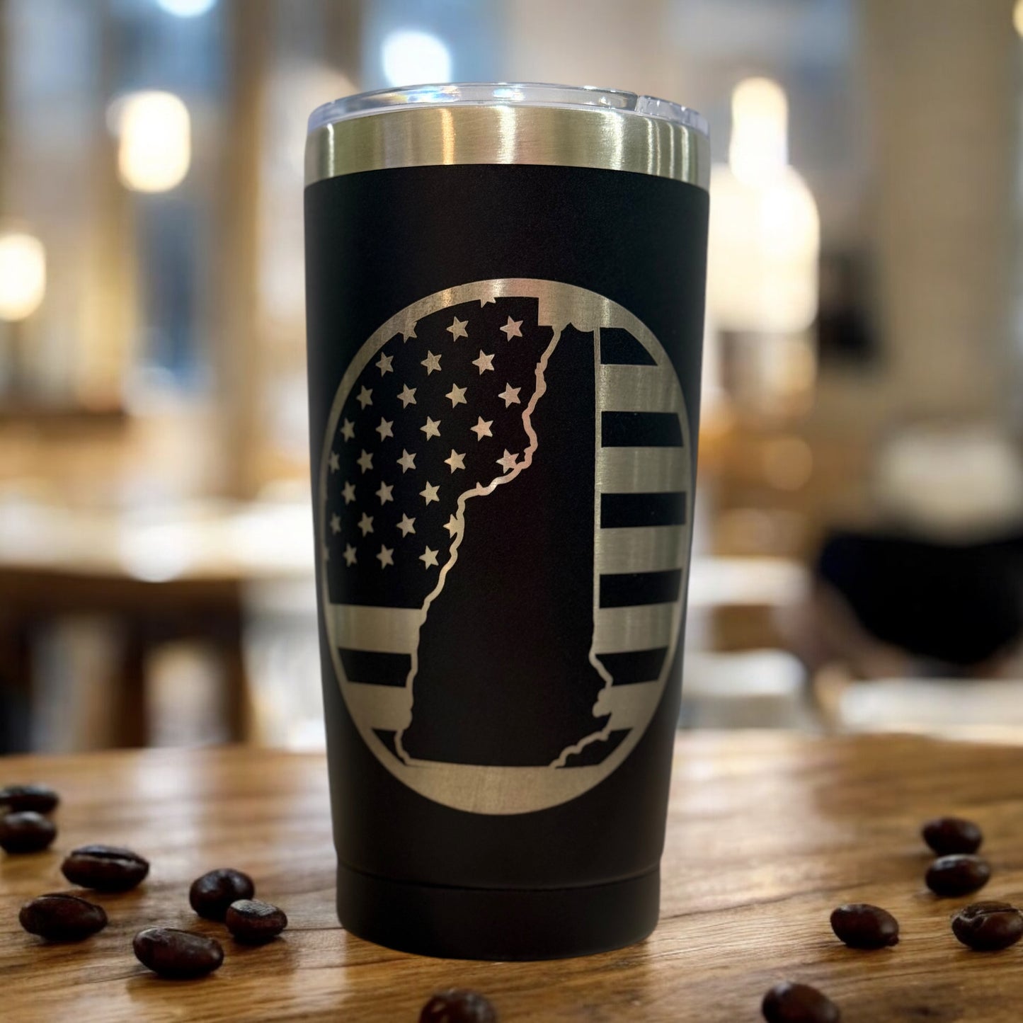 American Flag New Hampshire Outline Engraved 20oz Insulated Tumbler