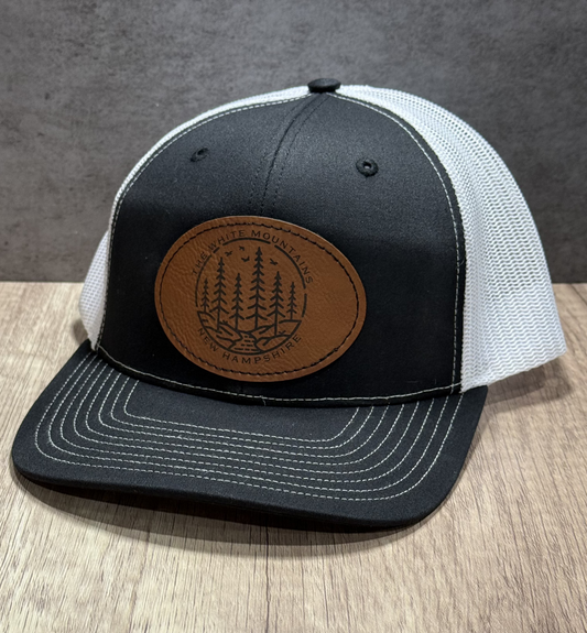 The White Mountains of New Hampshire Engraved Patch Trucker Hat