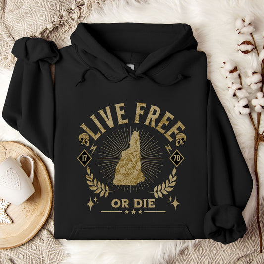 "Live Free or Die" New Hampshire Hooded Sweatshirt