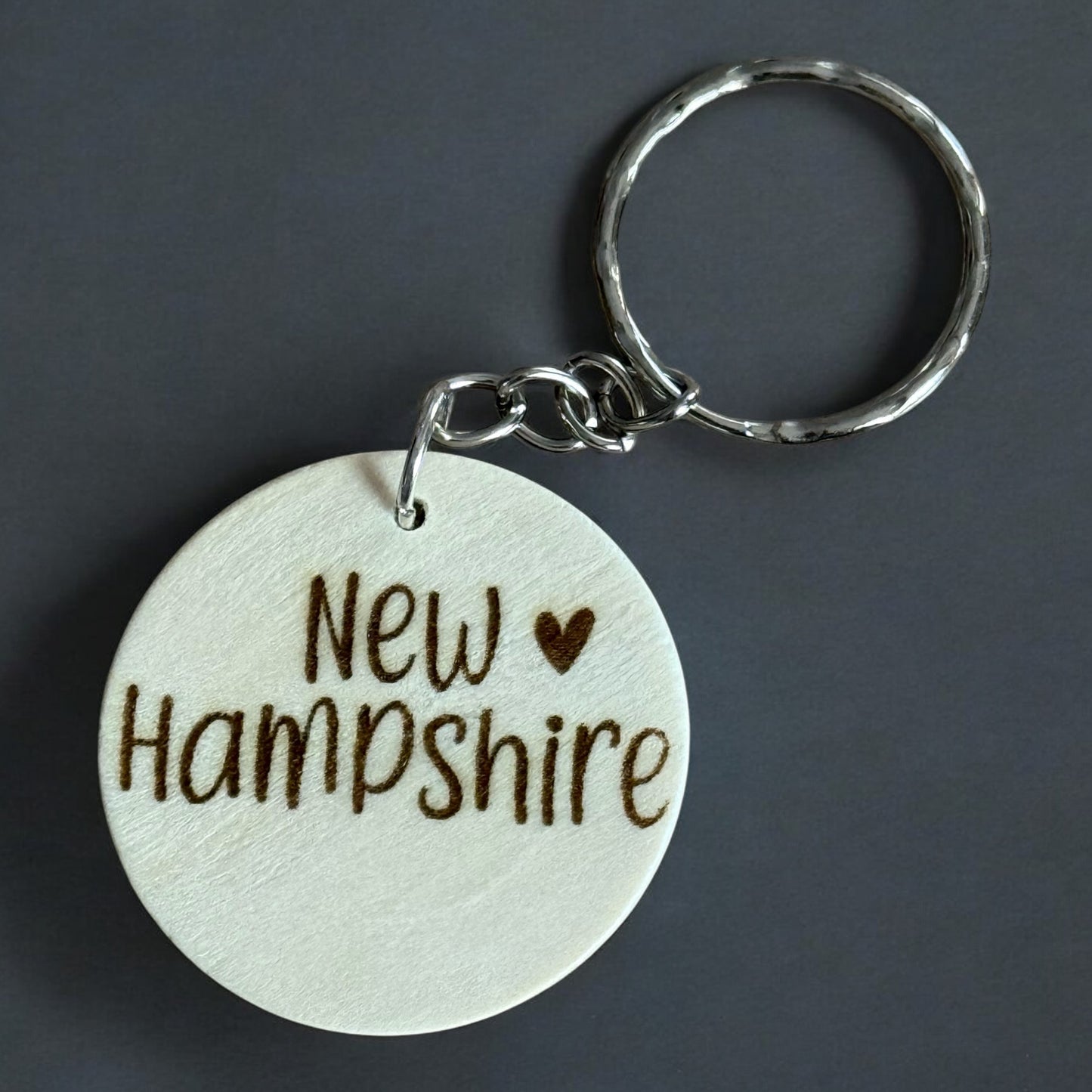 New Hampshire Love Engraved Wooden Keychain – Handmade Keepsake