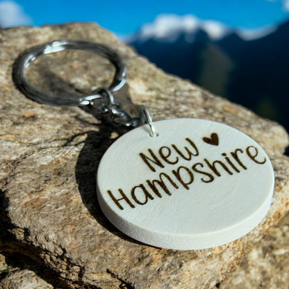 New Hampshire Love Engraved Wooden Keychain – Handmade Keepsake