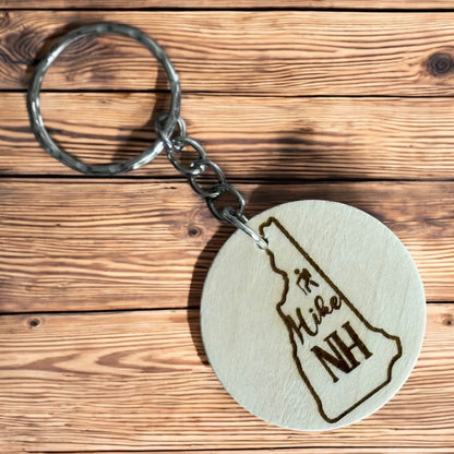 New Hampshire Hiker Engraved Wooden Keychain – Adventure Keepsake