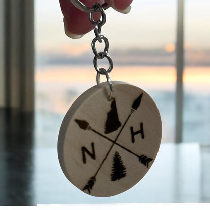 New Hampshire Engraved Crossed Arrows Wooden Keychain – NH Souvenir