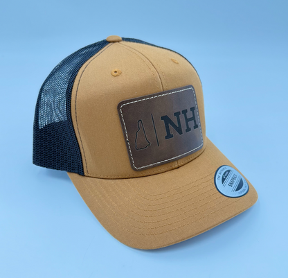 New Hampshire State Trucker Hat - Caramel