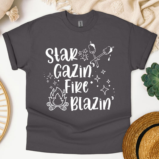 "Star Gazin' Fire Blazin'" T-Shirt - Outdoorsy, Camping, Nature Gift